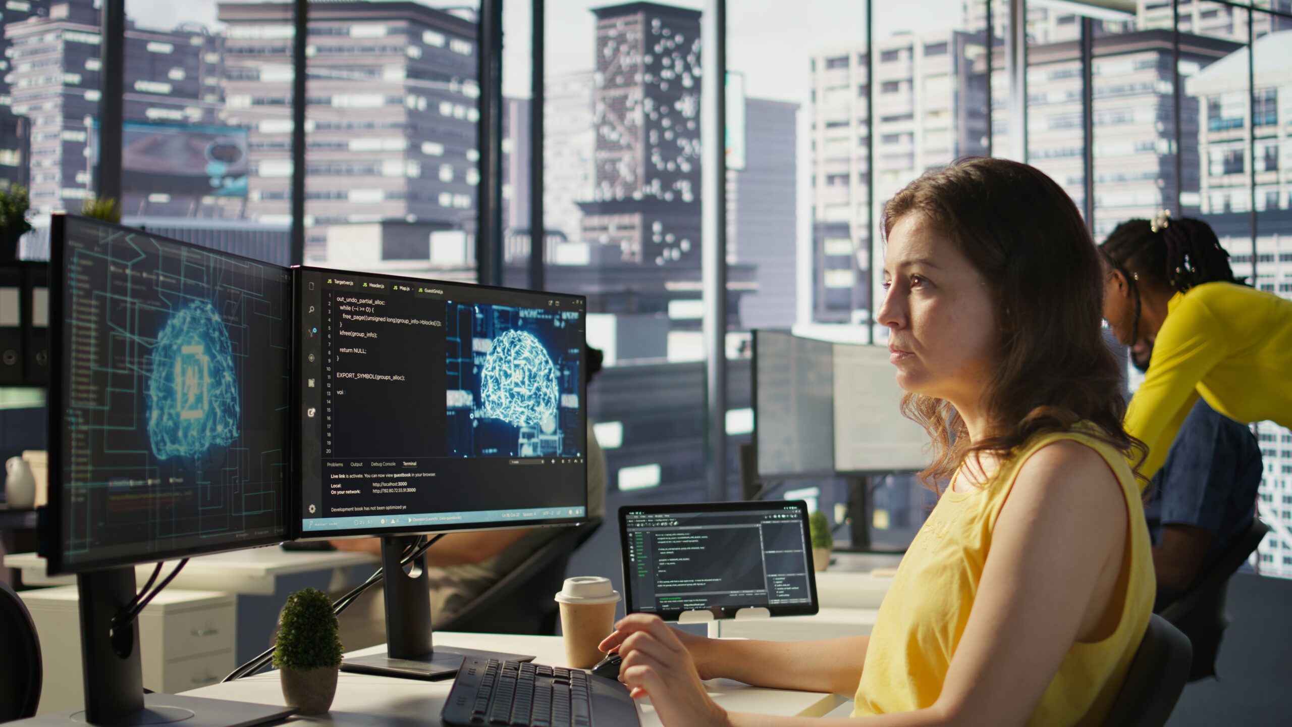 Independent professional working with AI-powered software